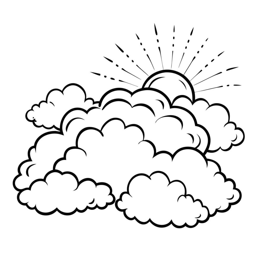 Cloud flat design black outline on a white background vector