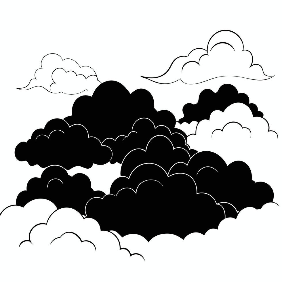Cloud flat design black outline on a white background vector