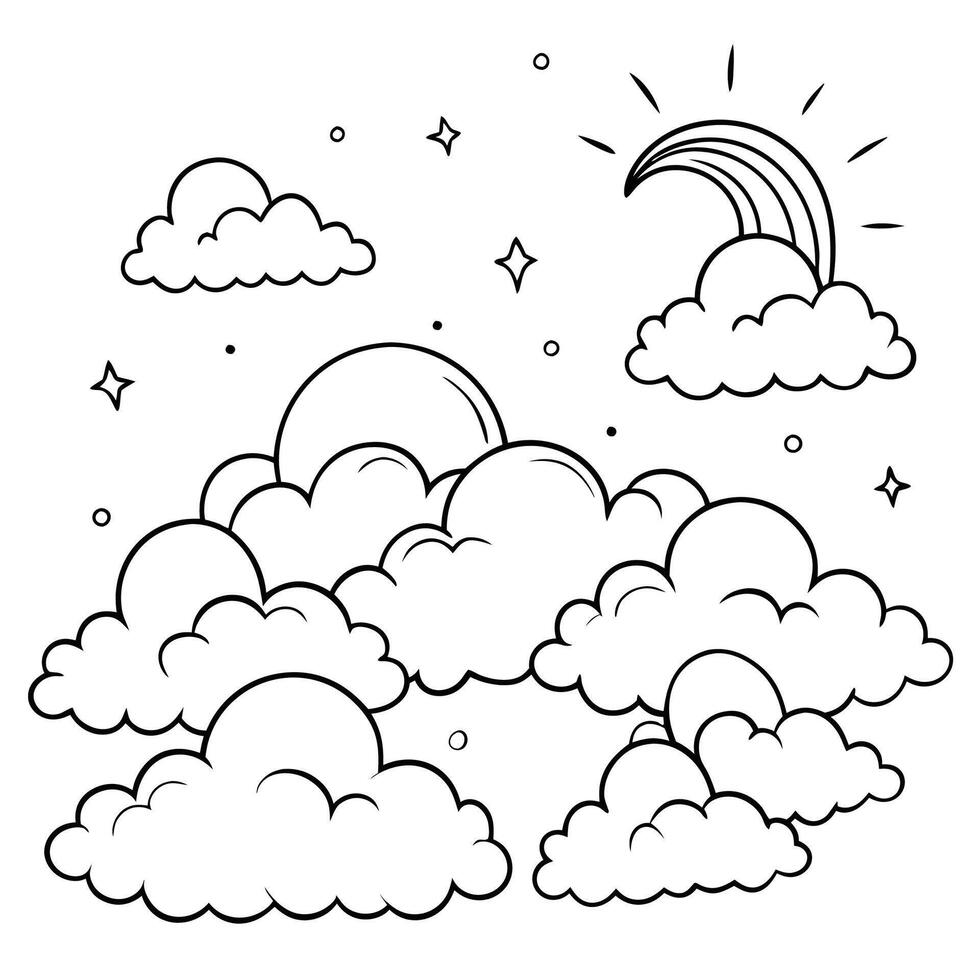 Cloud flat design black outline on a white background vector