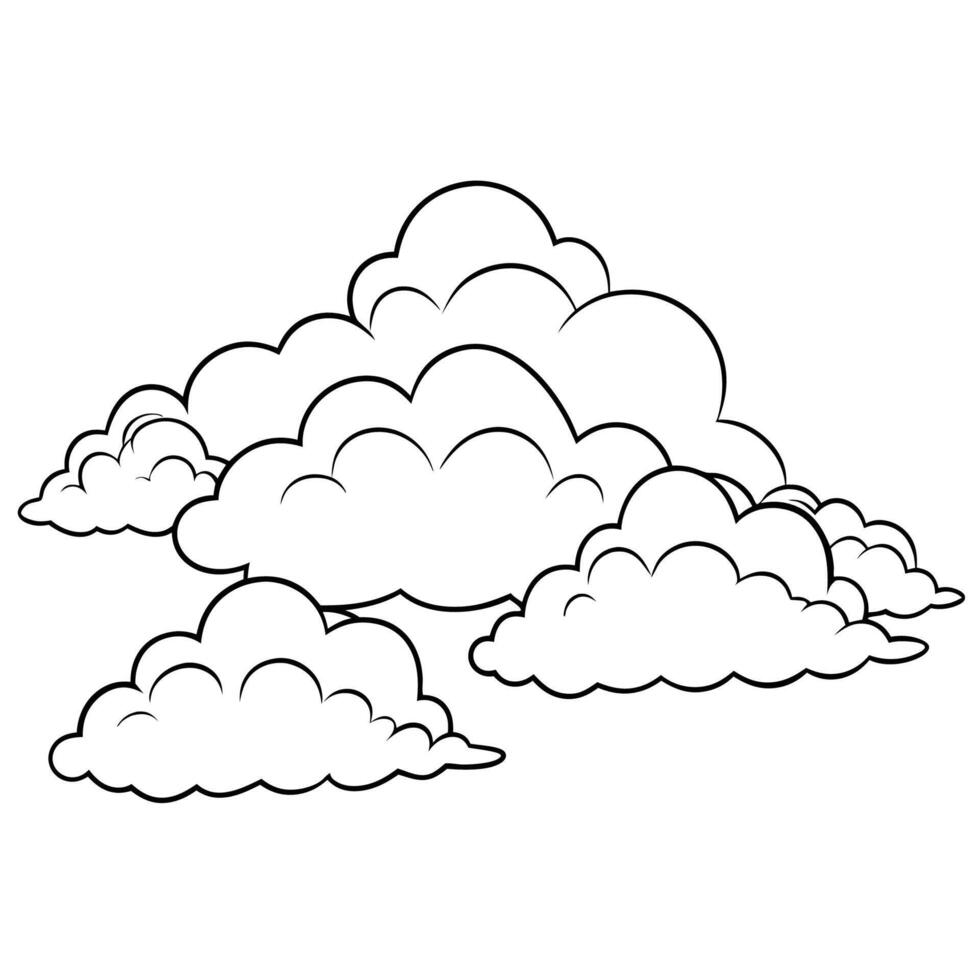 Cloud flat design black outline on a white background vector