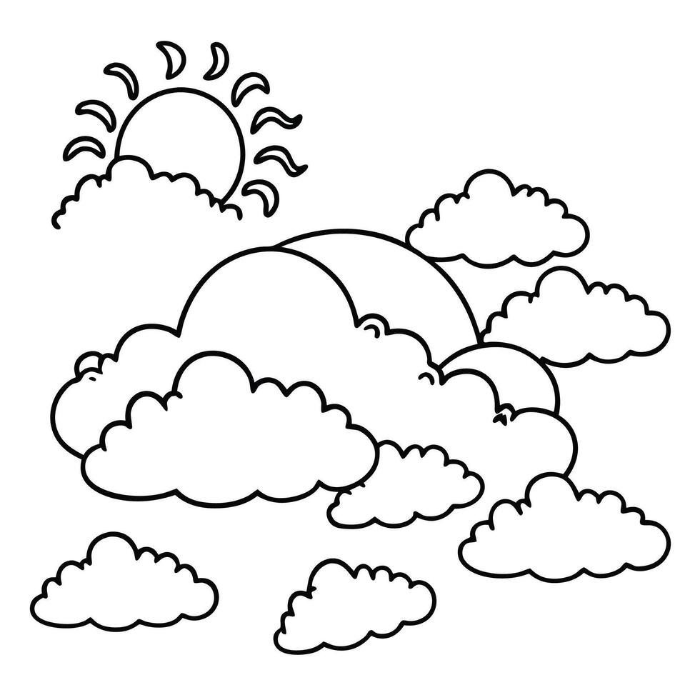 Cloud flat design black outline on a white background vector