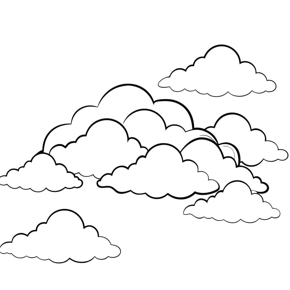 Cloud flat design black outline on a white background vector