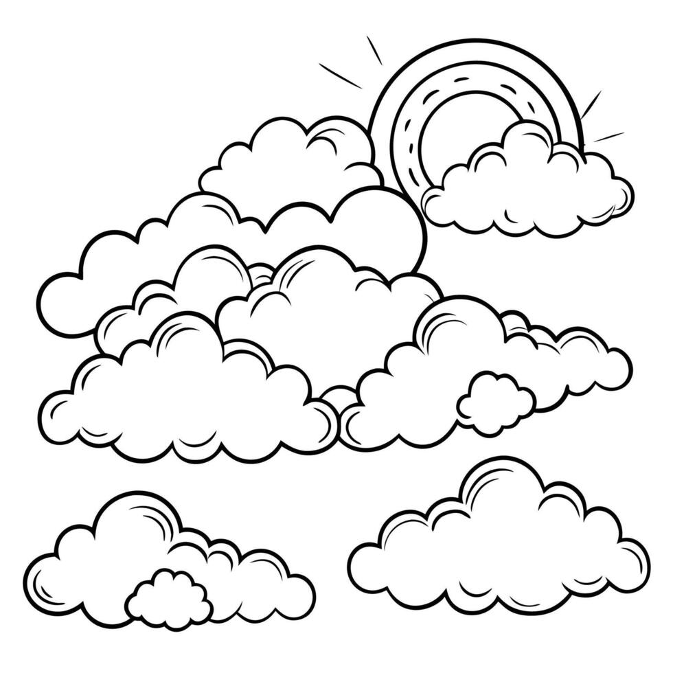 Cloud flat design black outline on a white background vector