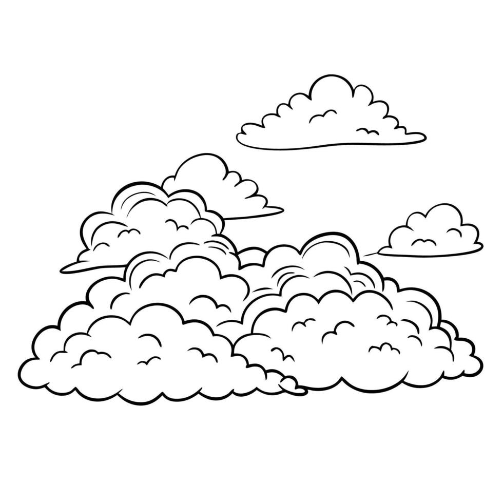 Cloud flat design black outline on a white background vector