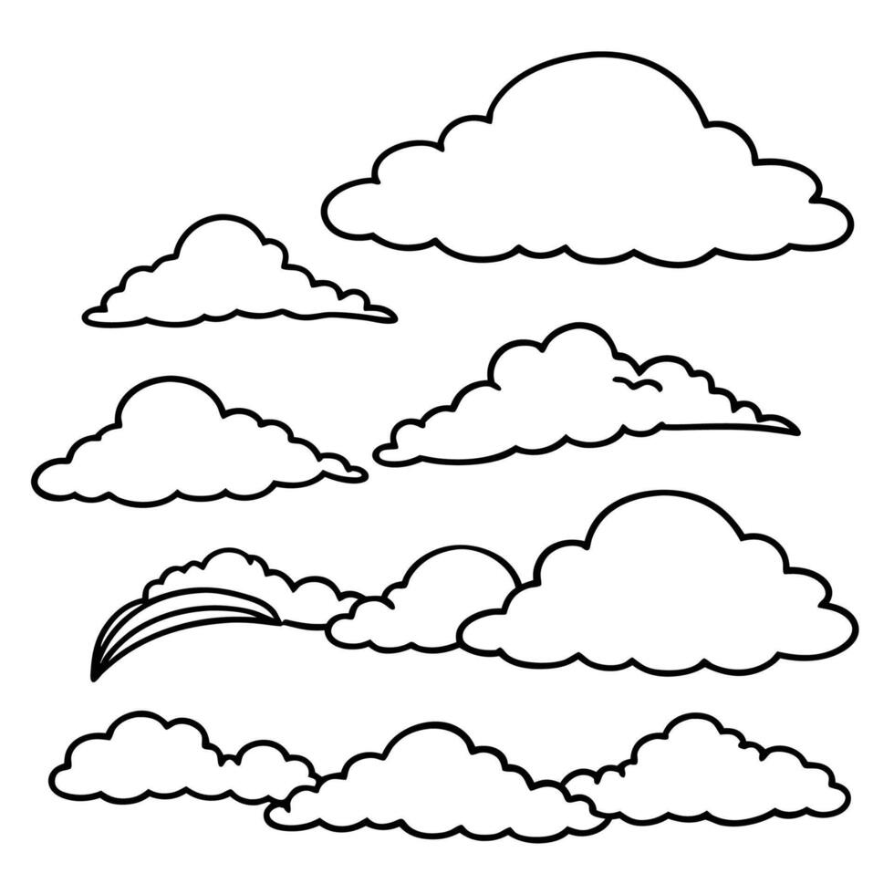 Cloud flat design black outline on a white background vector