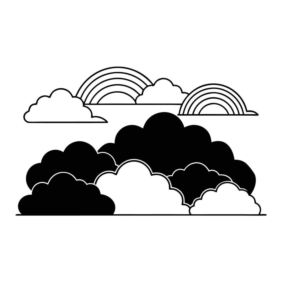 Cloud flat design black outline on a white background vector