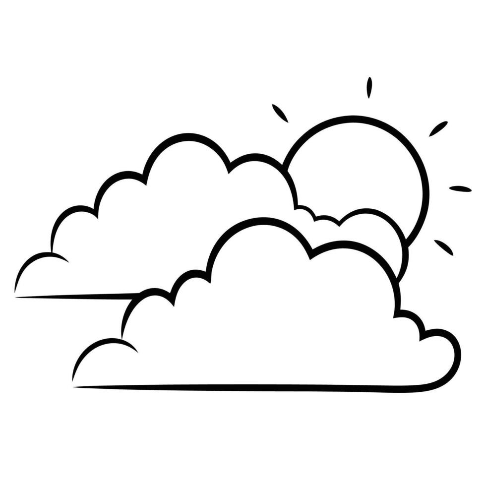 Cloud flat design black outline on a white background vector