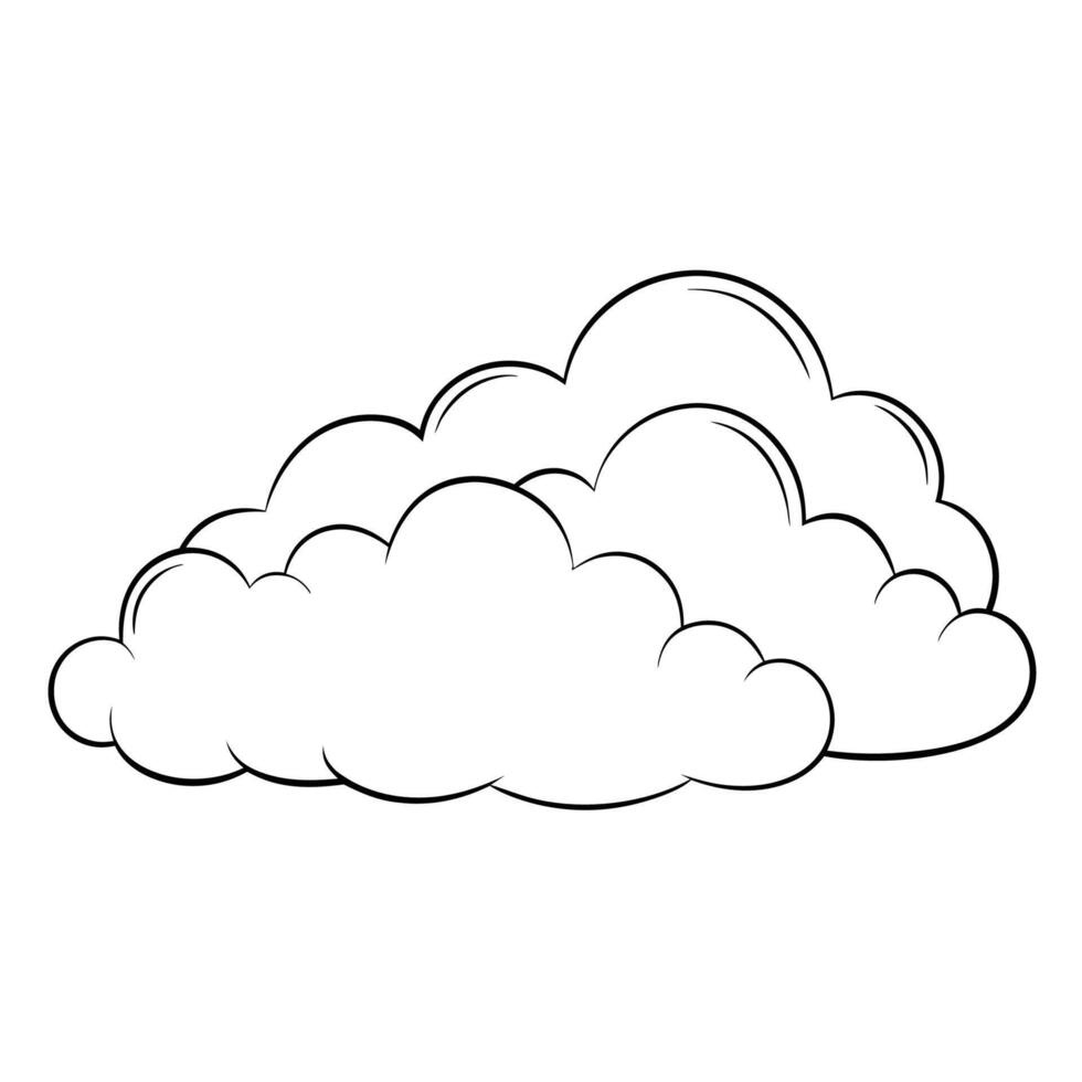 Cloud flat design black outline on a white background vector
