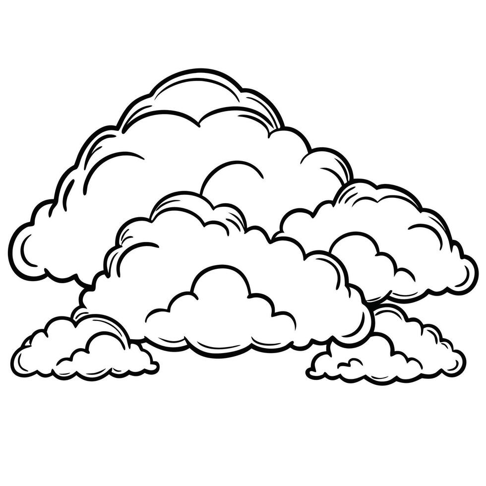 Cloud flat design black outline on a white background vector