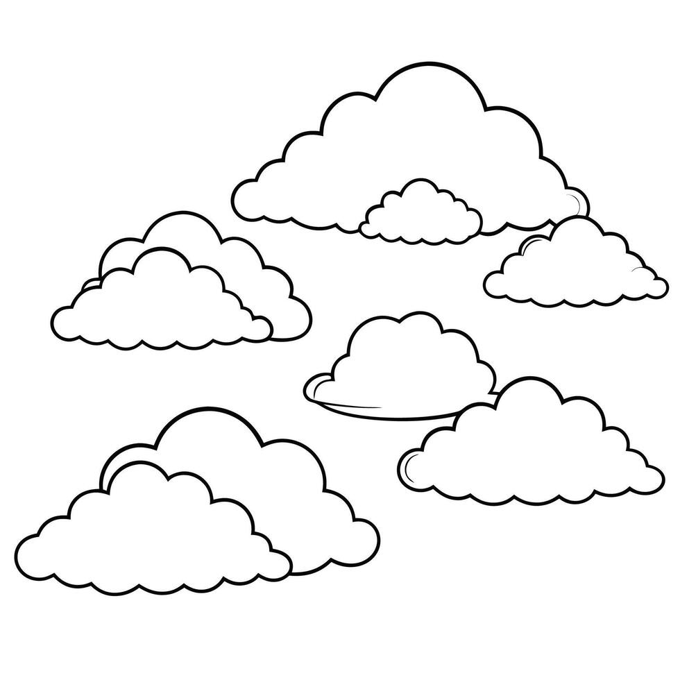 Cloud flat design black outline on a white background vector