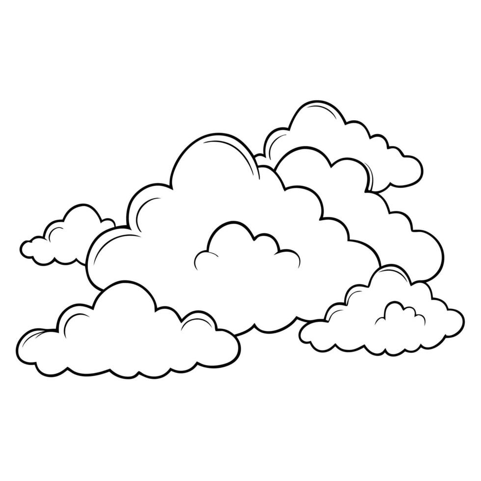 Cloud flat design black outline on a white background vector