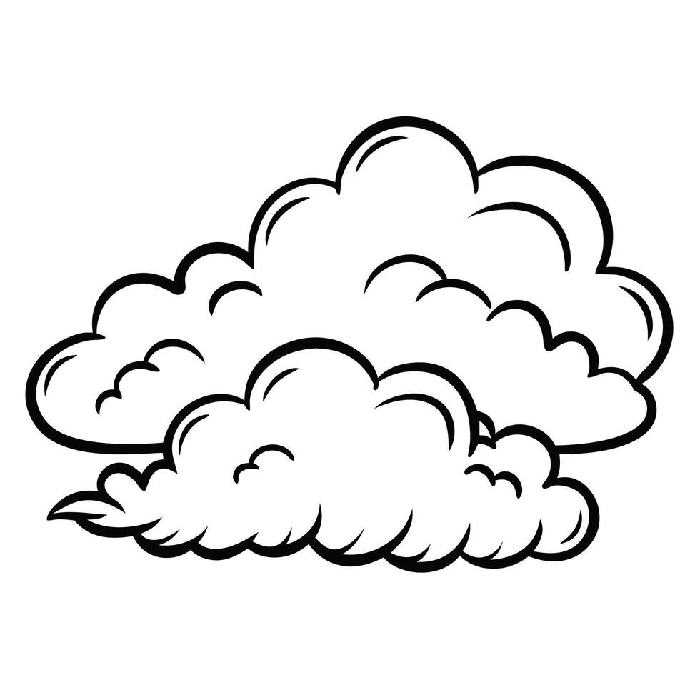 Cloud flat design black outline on a white background vector