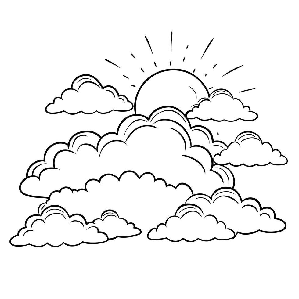 Cloud flat design black outline on a white background vector
