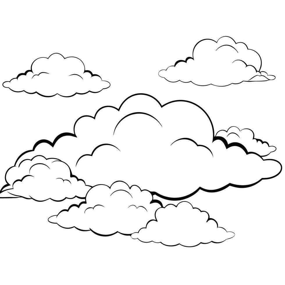 Cloud flat design black outline on a white background vector
