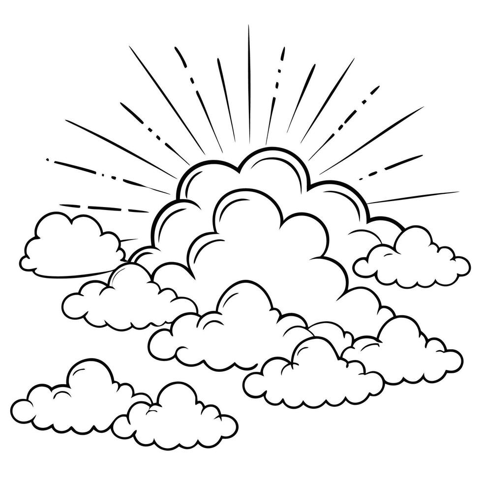 Cloud flat design black outline on a white background vector