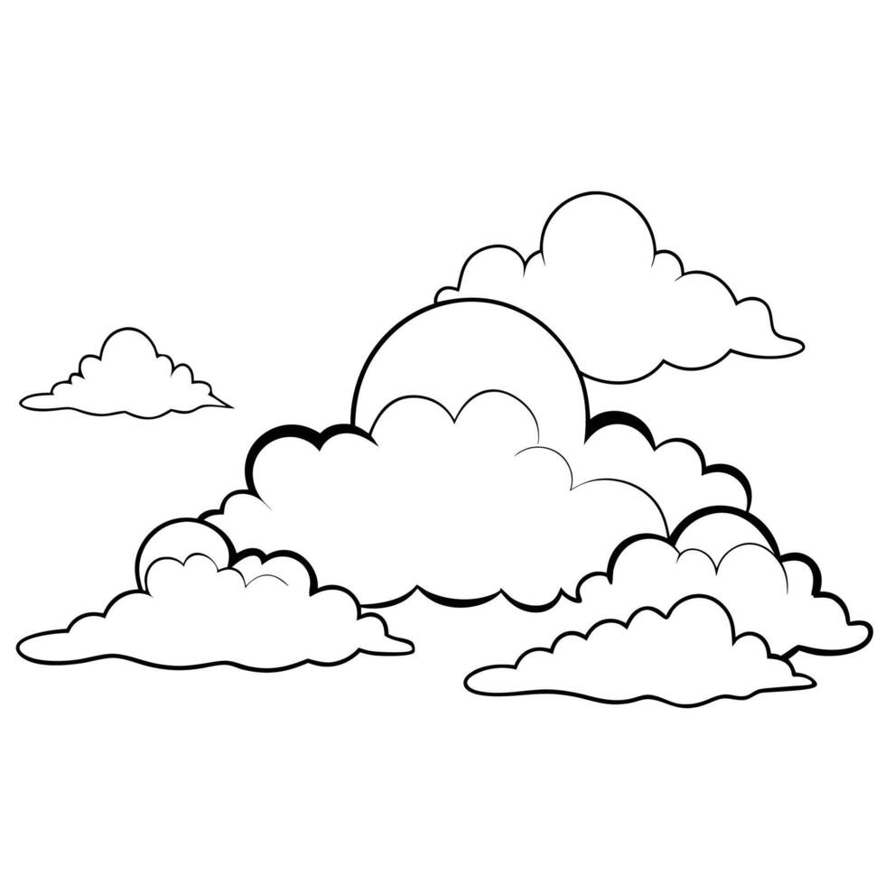 Cloud flat design black outline on a white background vector
