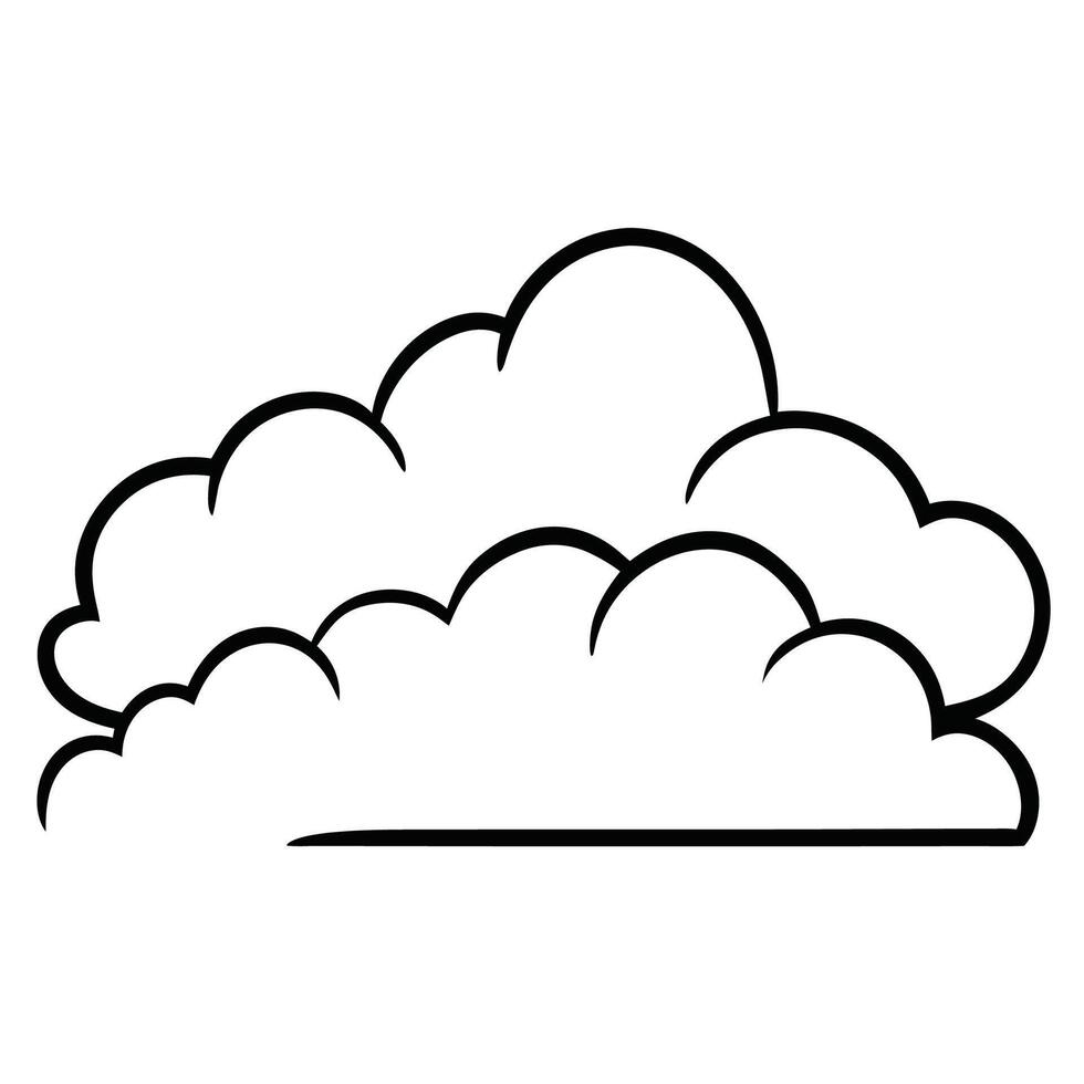 Cloud flat design black outline on a white background vector