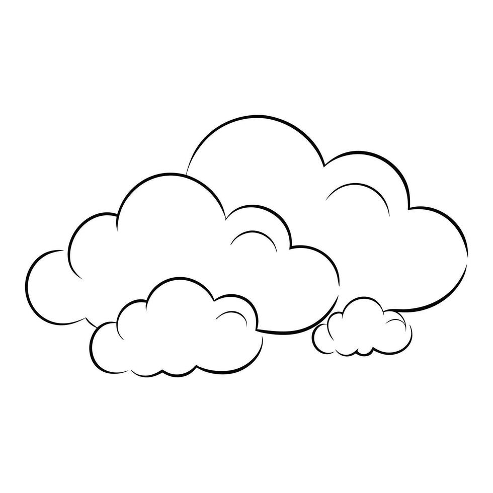 Cloud flat design black outline on a white background vector