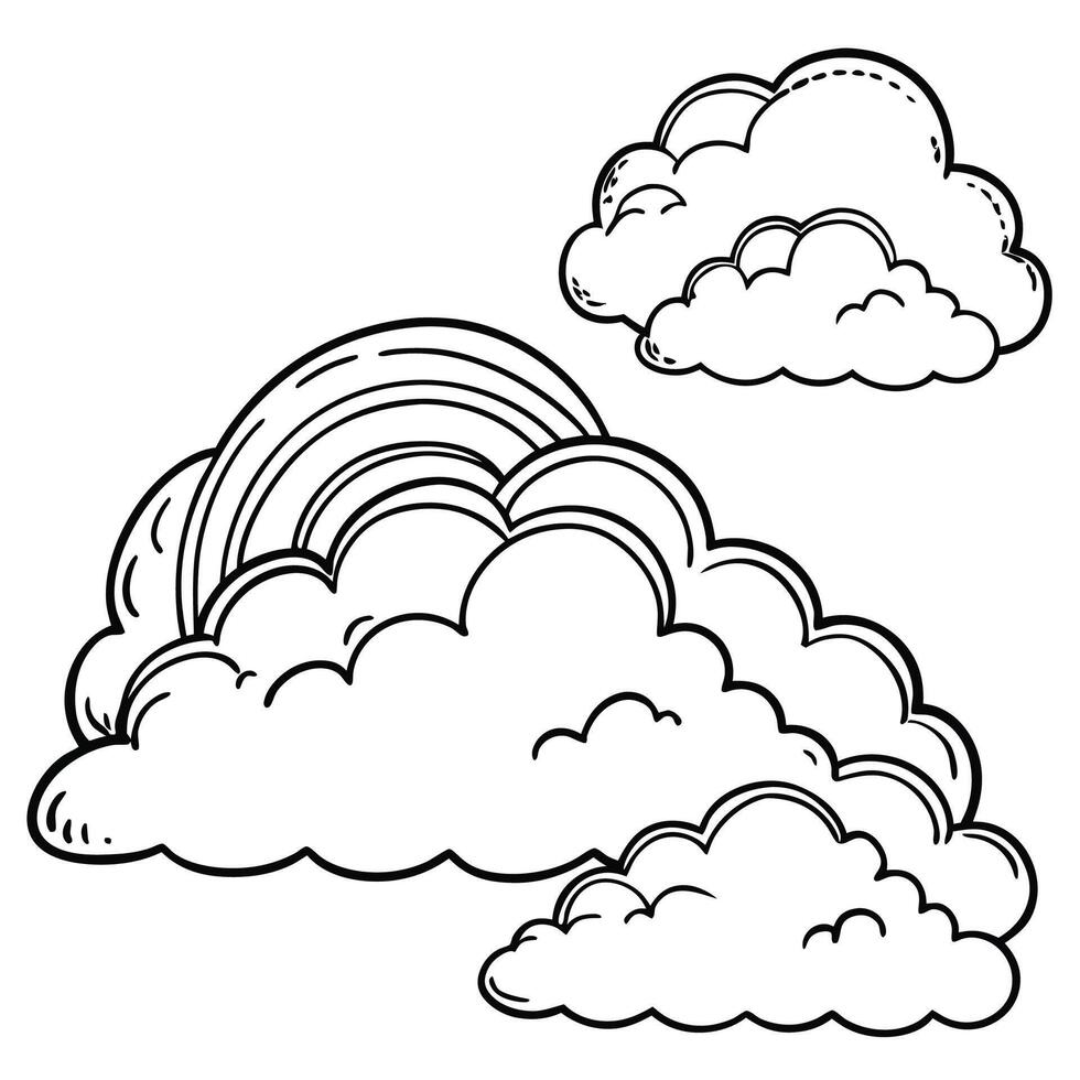 Cloud flat design black outline on a white background vector
