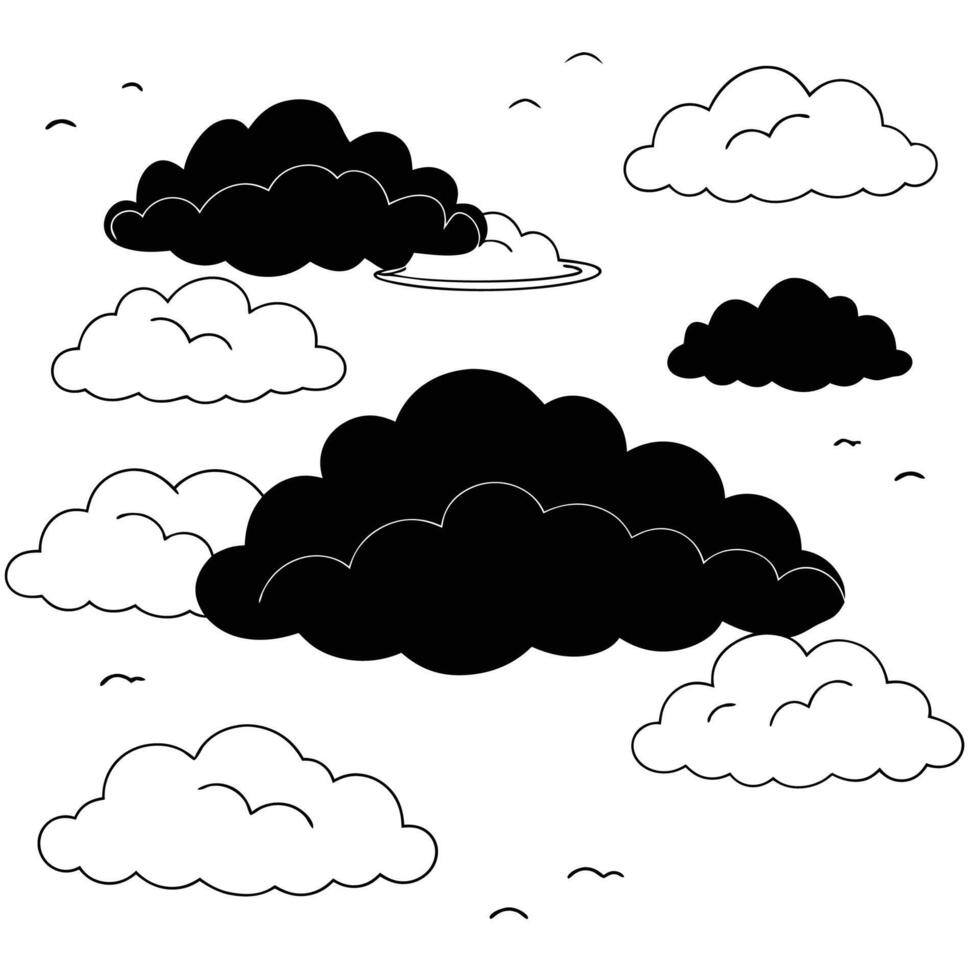 Cloud flat design black outline on a white background vector
