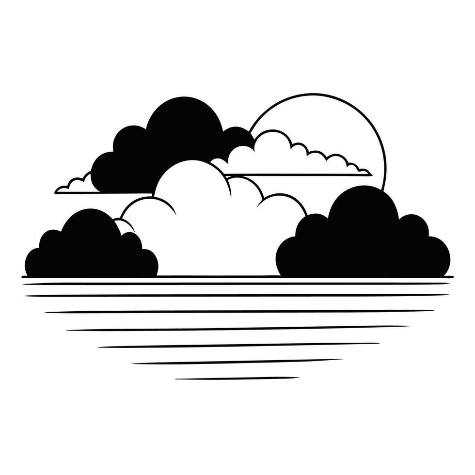 Cloud flat design black outline on a white background vector