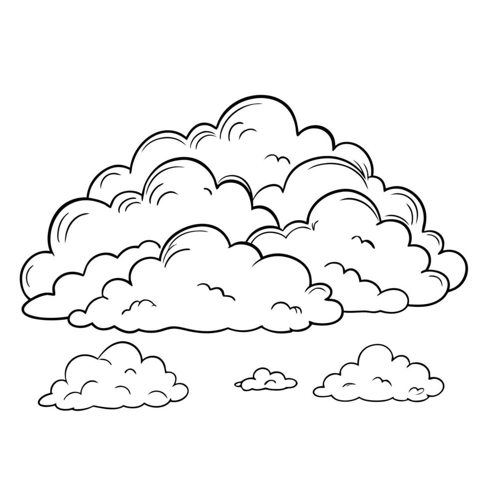 Cloud flat design black outline on a white background vector