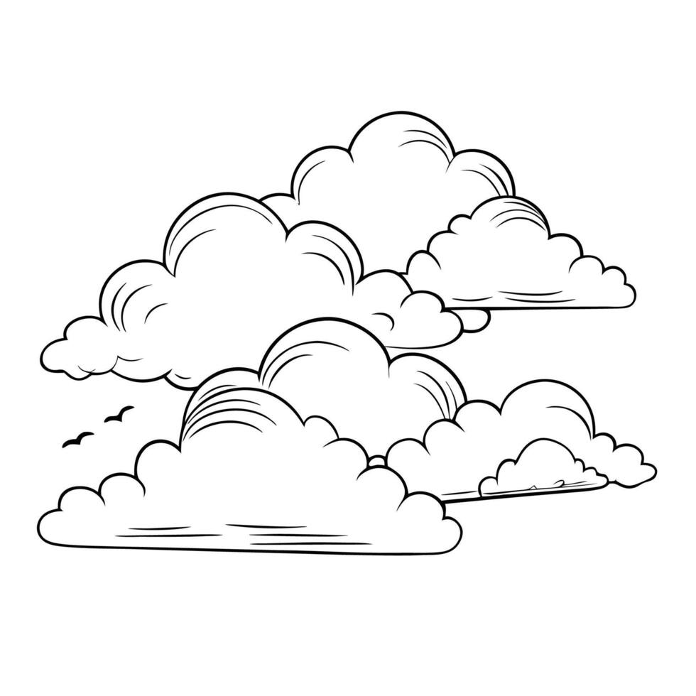 Cloud flat design black outline on a white background vector