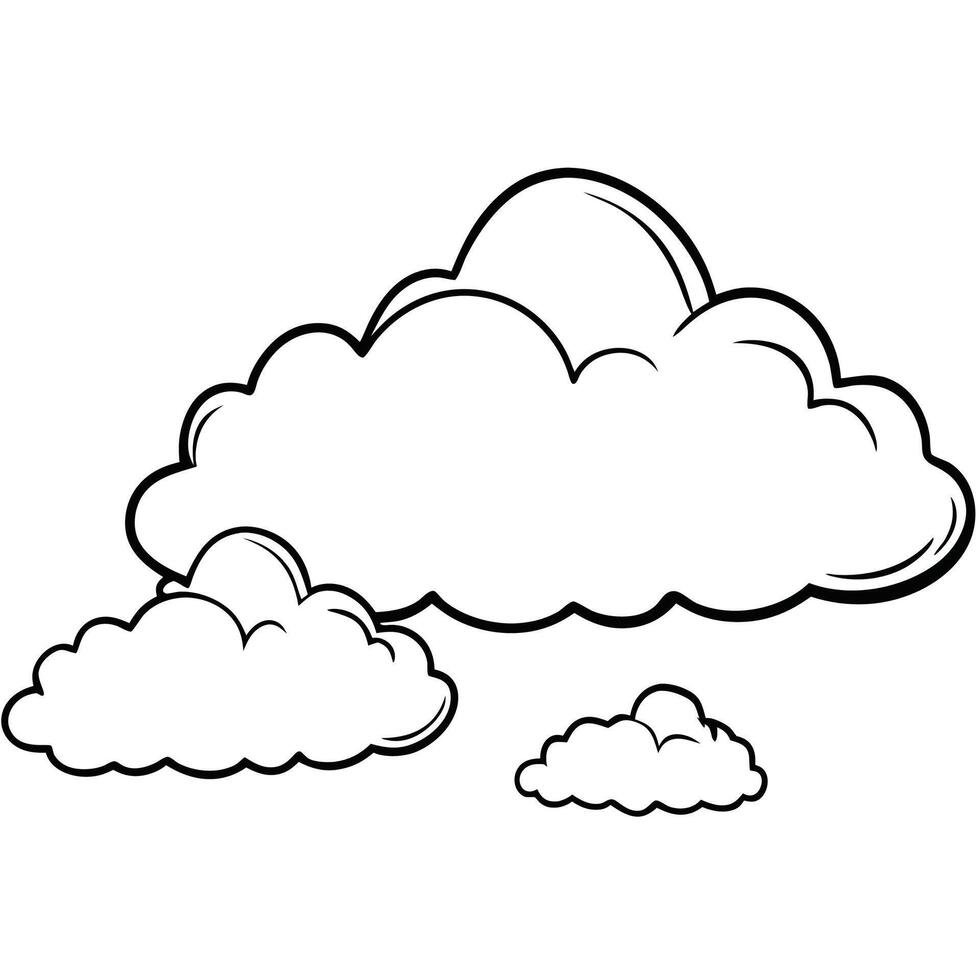 Cloud flat design black outline on a white background vector
