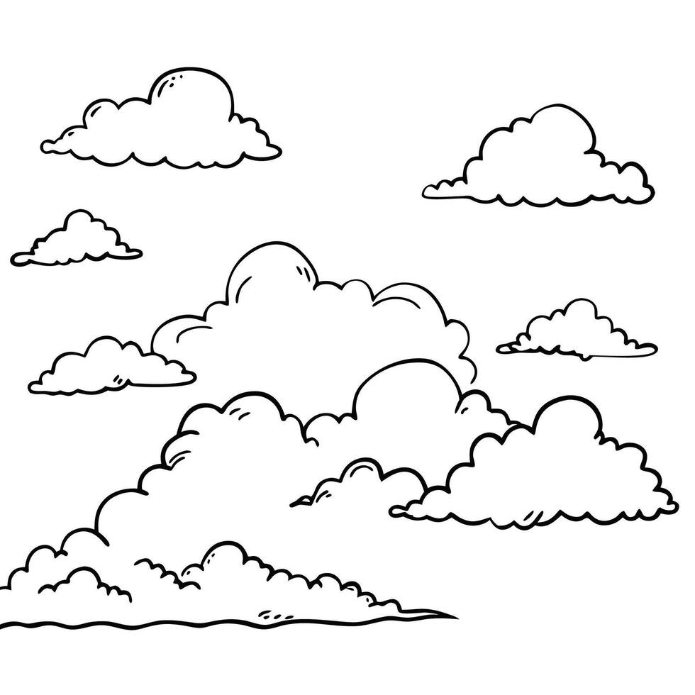 Cloud flat design black outline on a white background vector