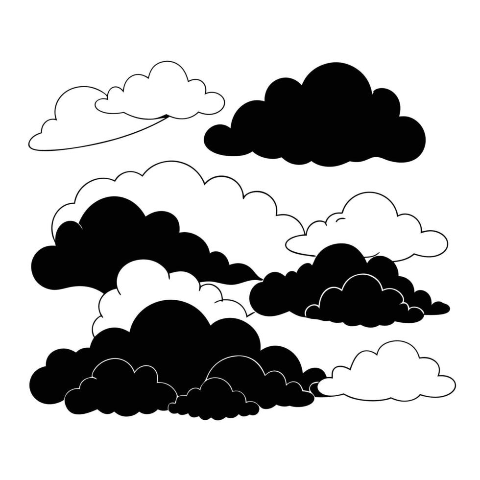 Cloud flat design black outline on a white background vector