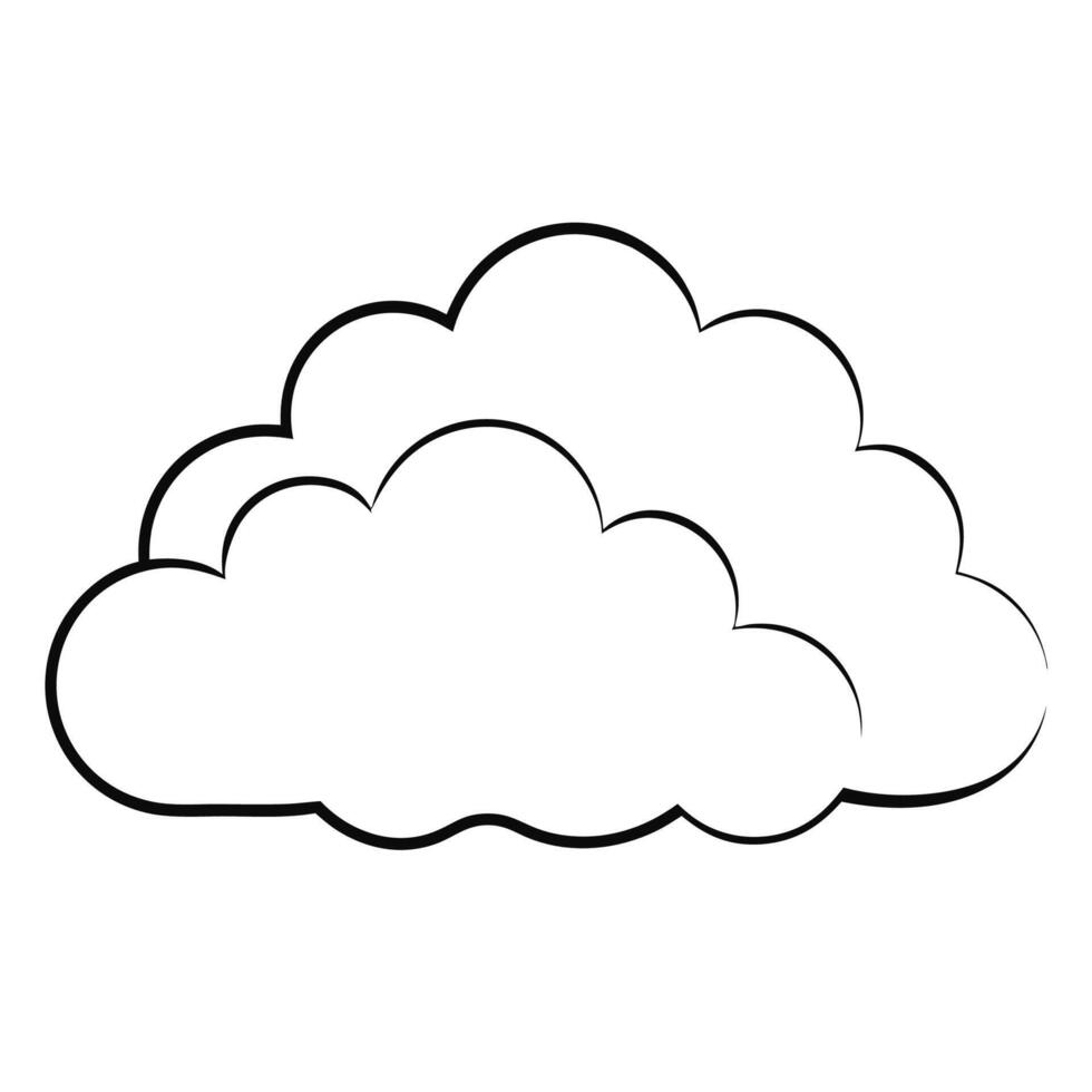 Cloud flat design black outline on a white background vector