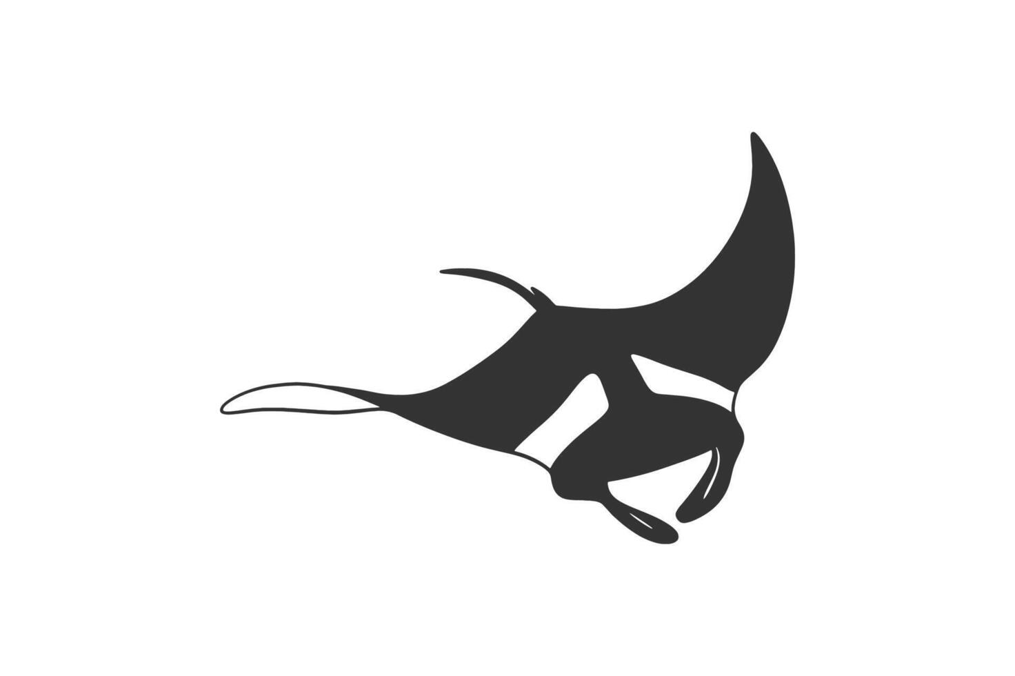 Stingray or Manta ray black silhouette isolated vector