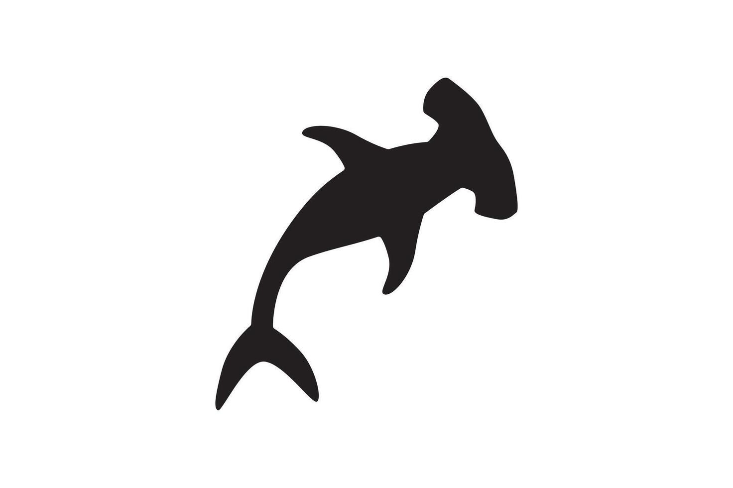 Black silhouette hammerhead shark vector