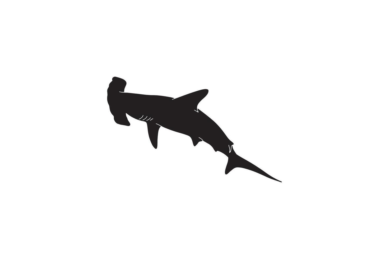 Black silhouette hammerhead shark vector