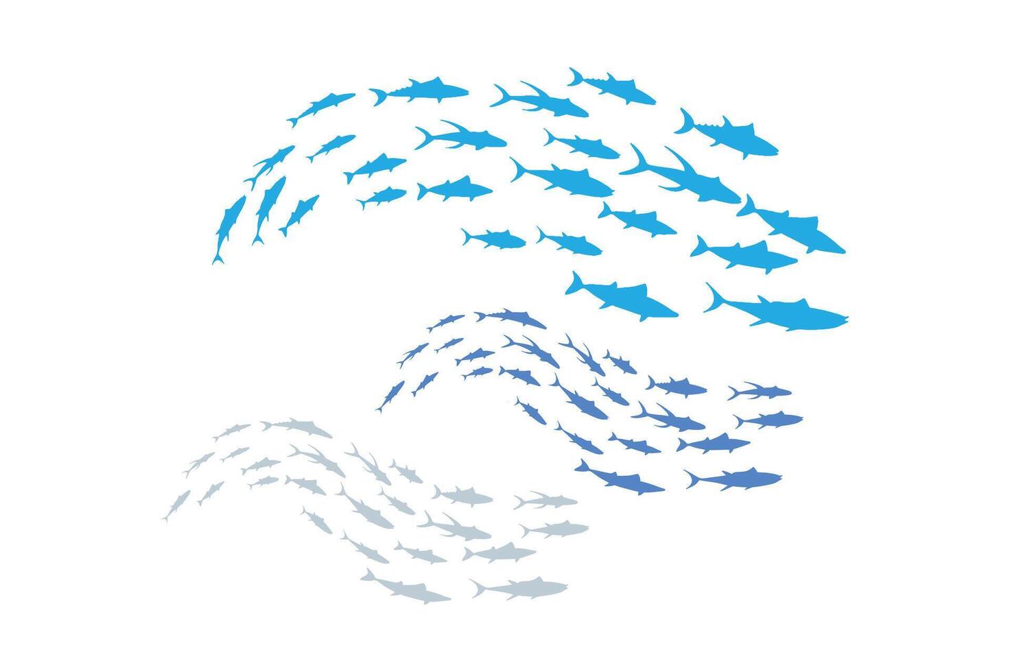 Silhouettes groups sea fish's colony image, Fish background icon vector