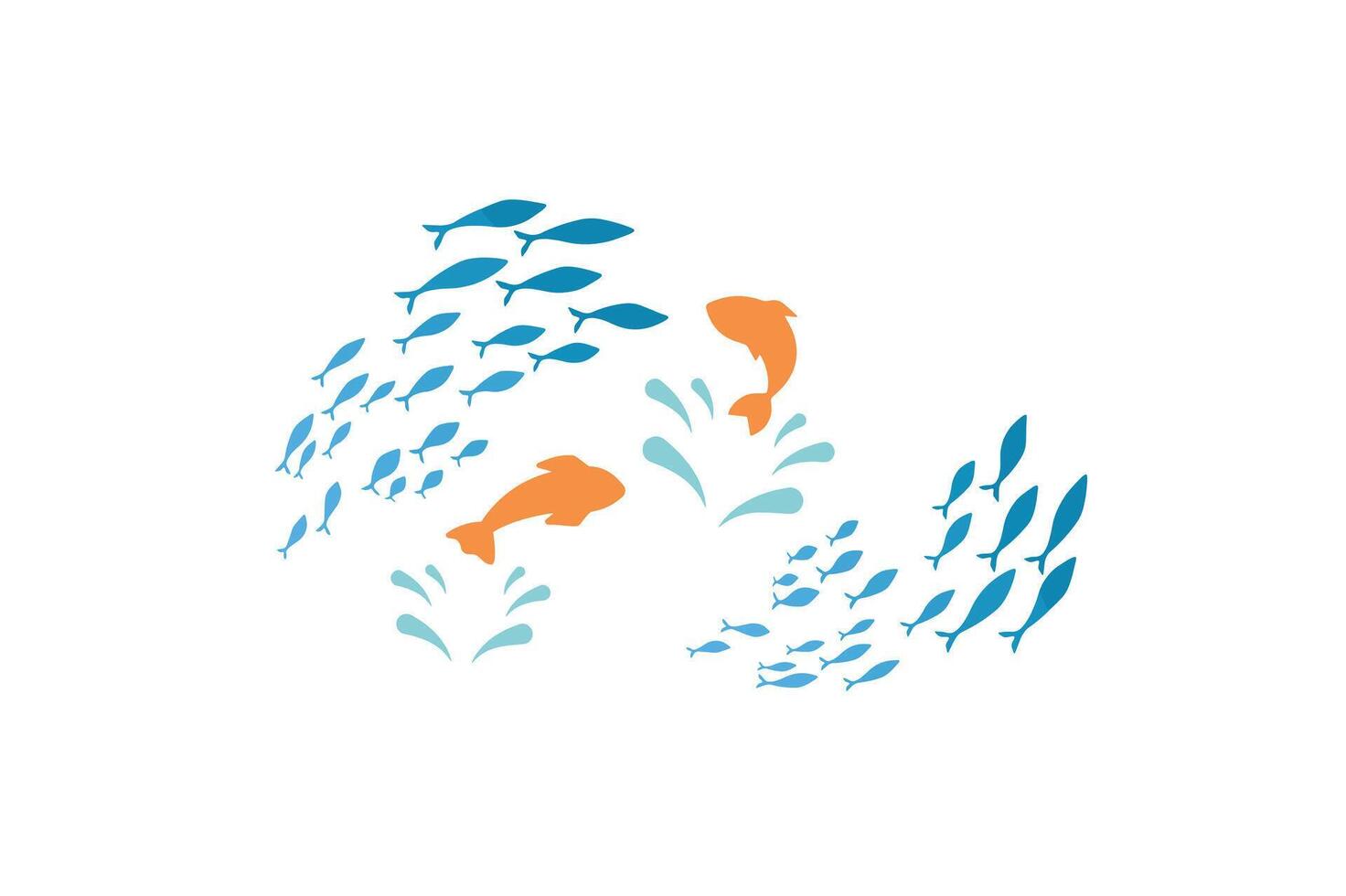 Silhouettes groups sea fish's colony image, Fish background icon vector