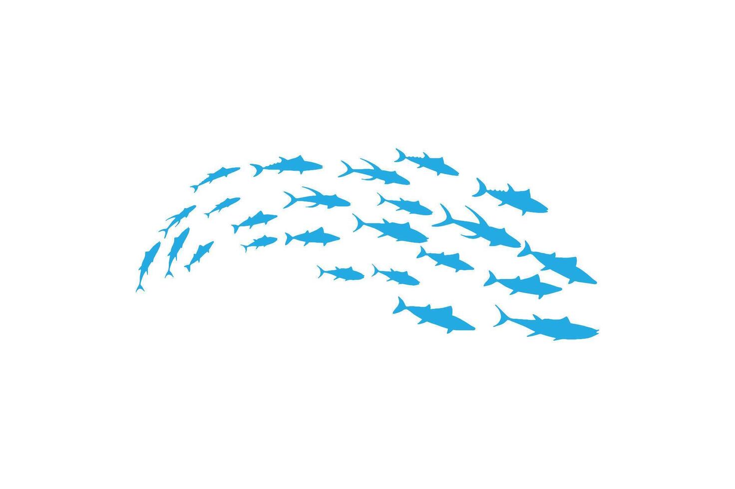 Silhouettes groups sea fish's colony image, Fish background icon vector