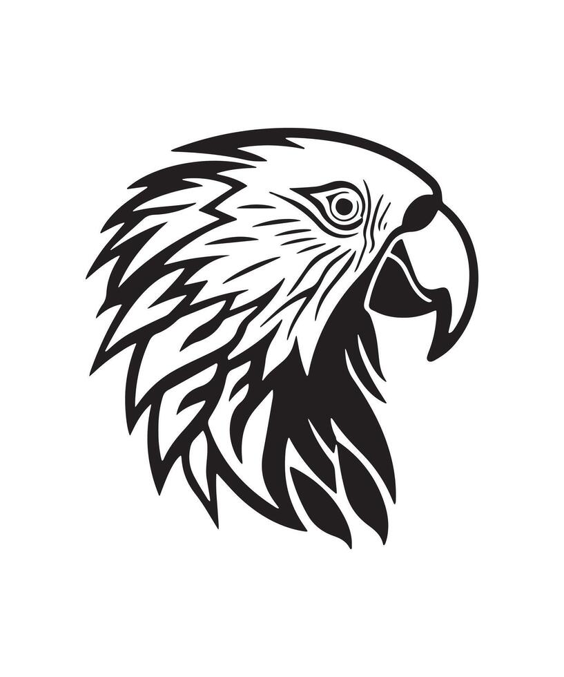 macaw head, parrot head silhouettes of amazon jungle isolated on white background vector