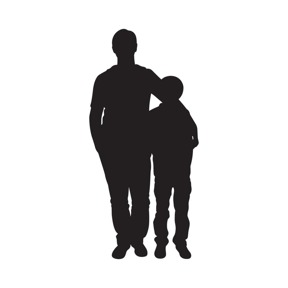 Happy Father's day. Father's and son, silhouette a man and a boy. vector