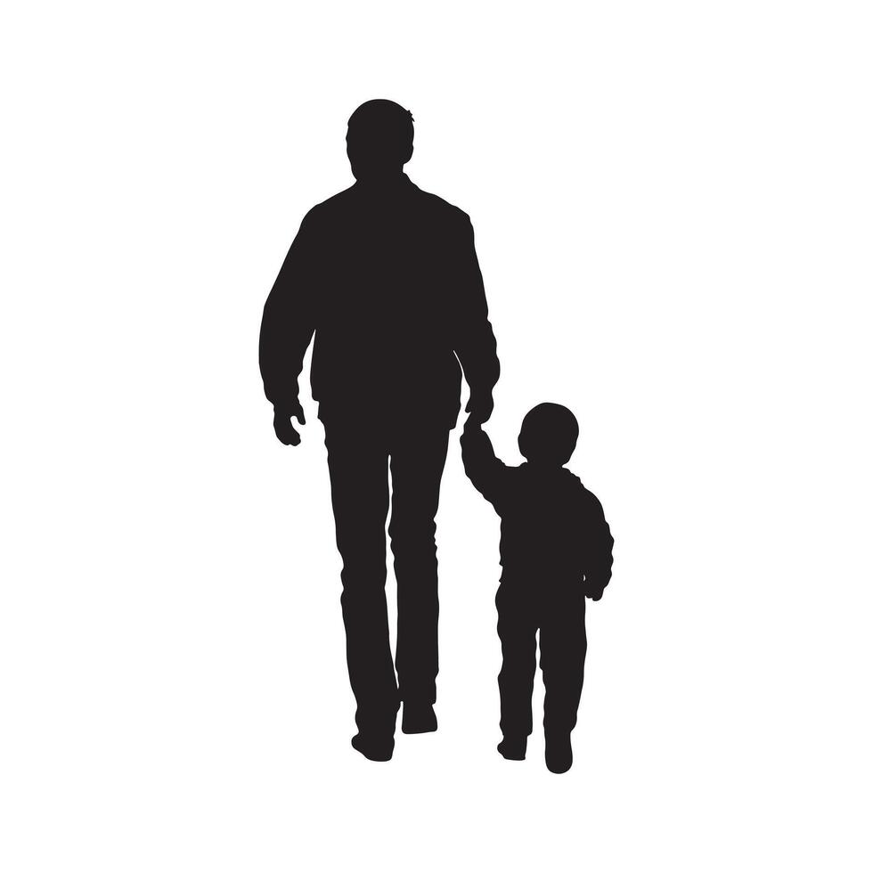 Happy Father's day. Father's and son, silhouette a man and a boy. vector