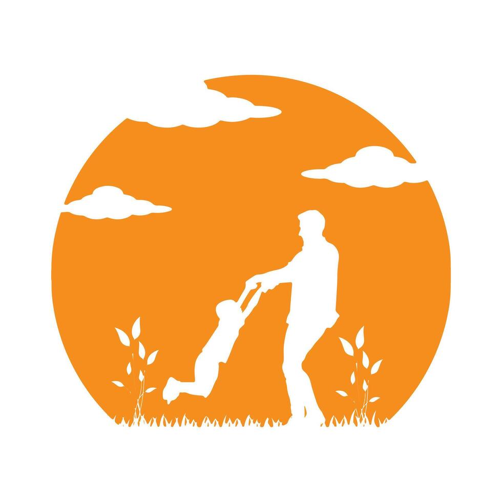 Happy Father's day. Father's and son, silhouette a man and a boy. vector
