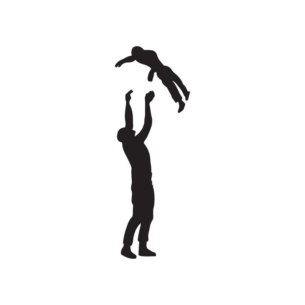 Happy Father's day. Father's and son, silhouette a man and a boy. vector