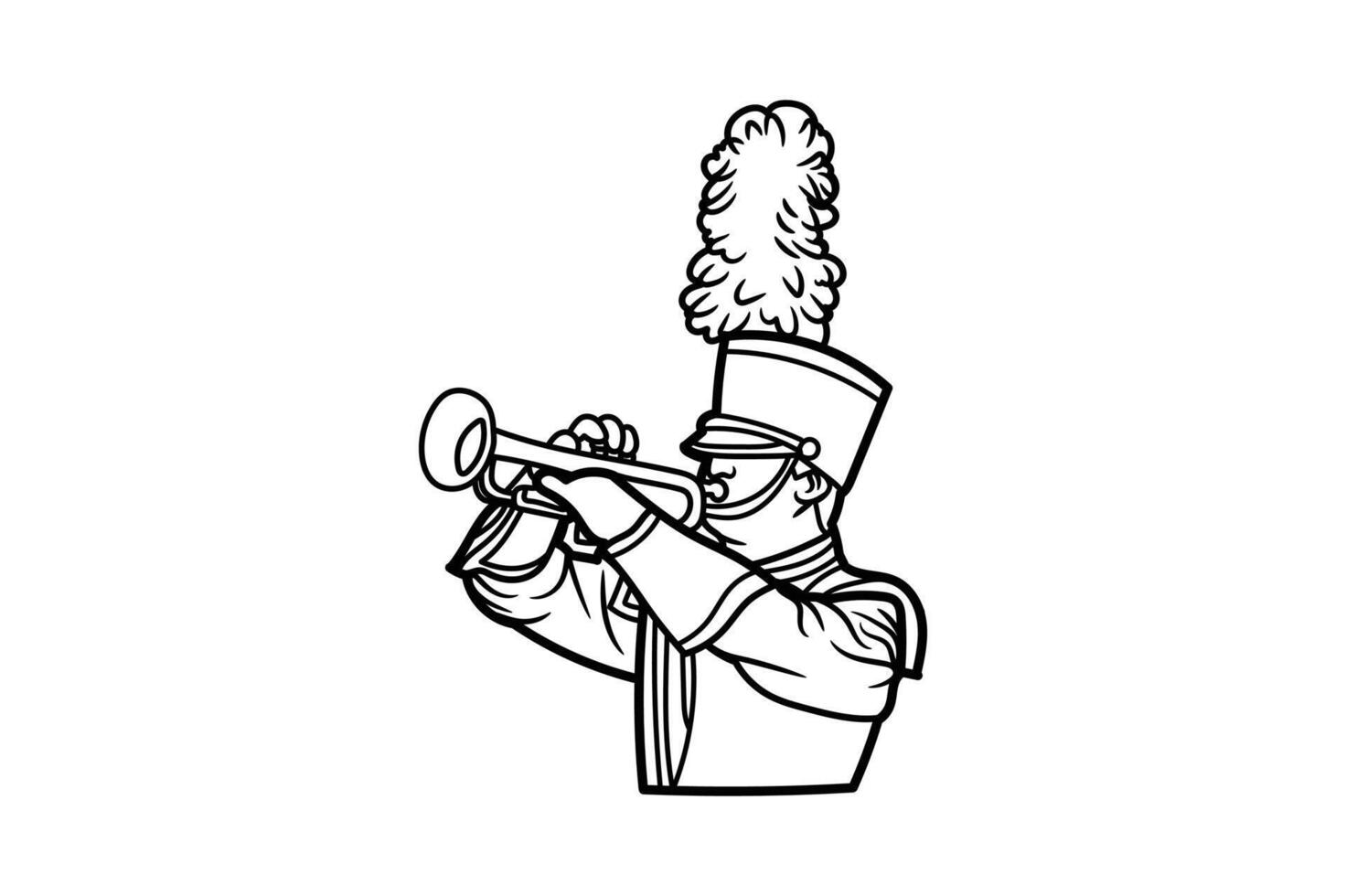 Soldier playing trumpet silhouette illustration vector