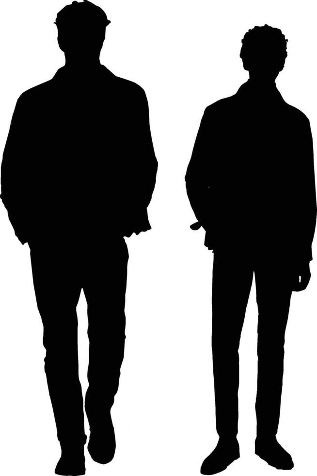 Fashionable boys silhouette vector