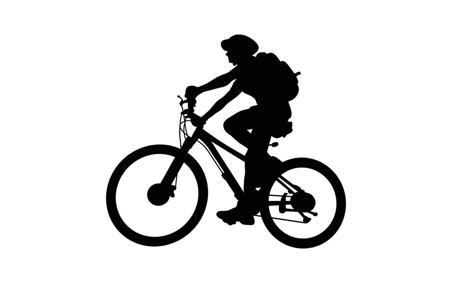 A man ridding bicycle, silhouette illustration vector