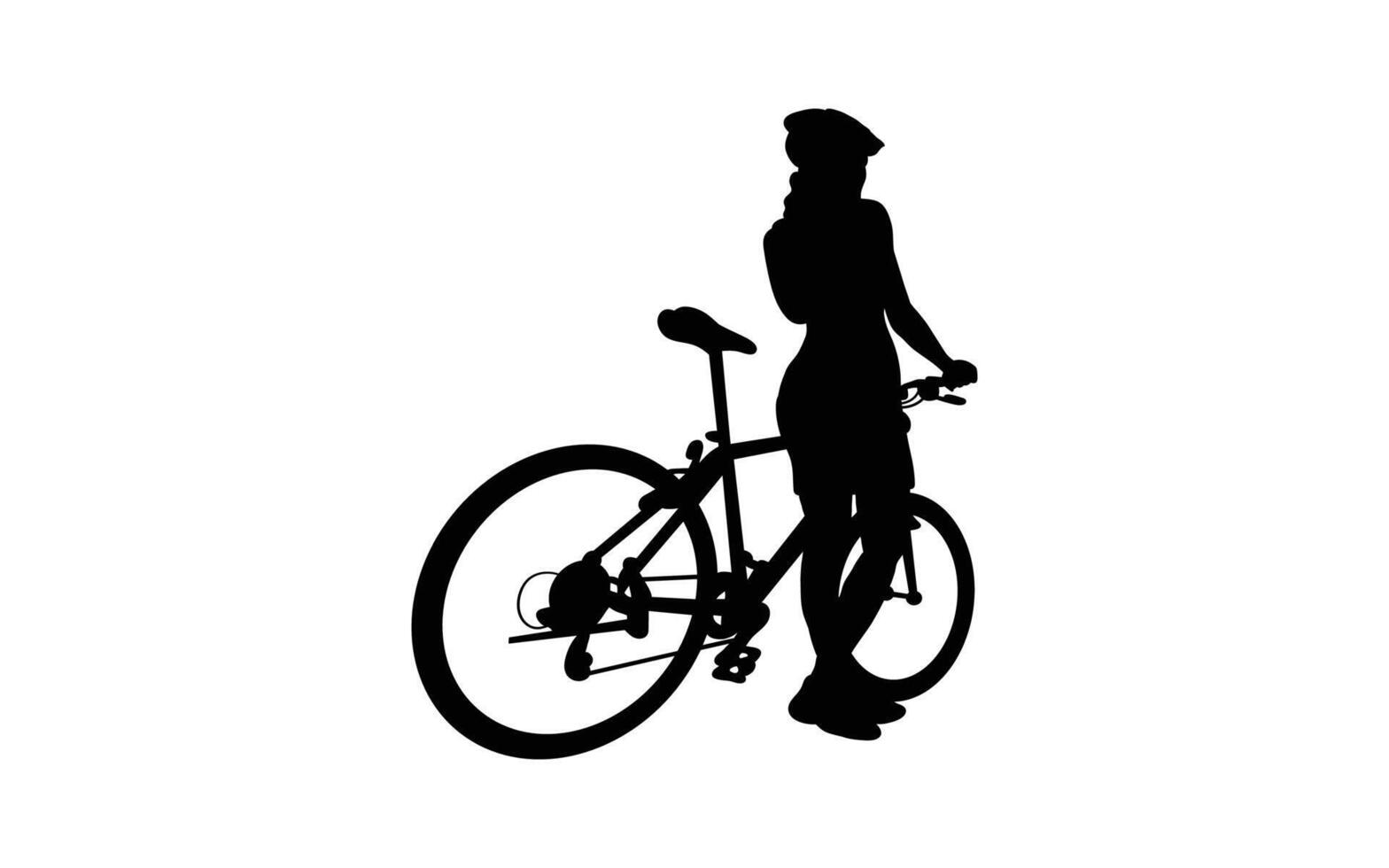 A silhouette girls bicycle illustration vector