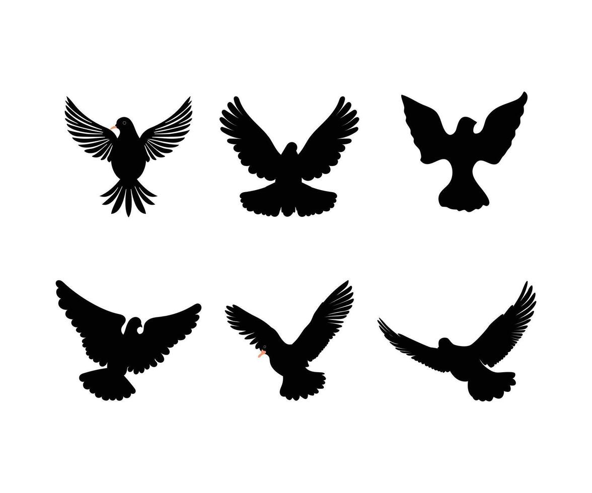 Bundle of birds silhouette vector