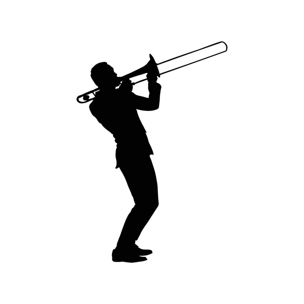 black silhouette of a saxophone player, Silhouette of a man with a saxophone. Saxophonist. vector