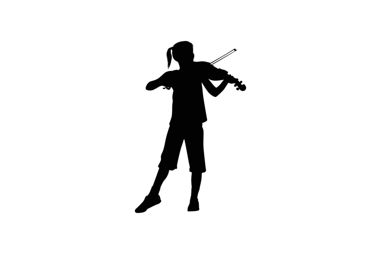 A girl playing violin, silhouette image vector