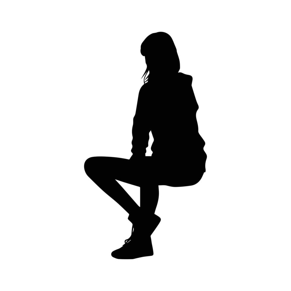 Girl sitting silhouette image vector